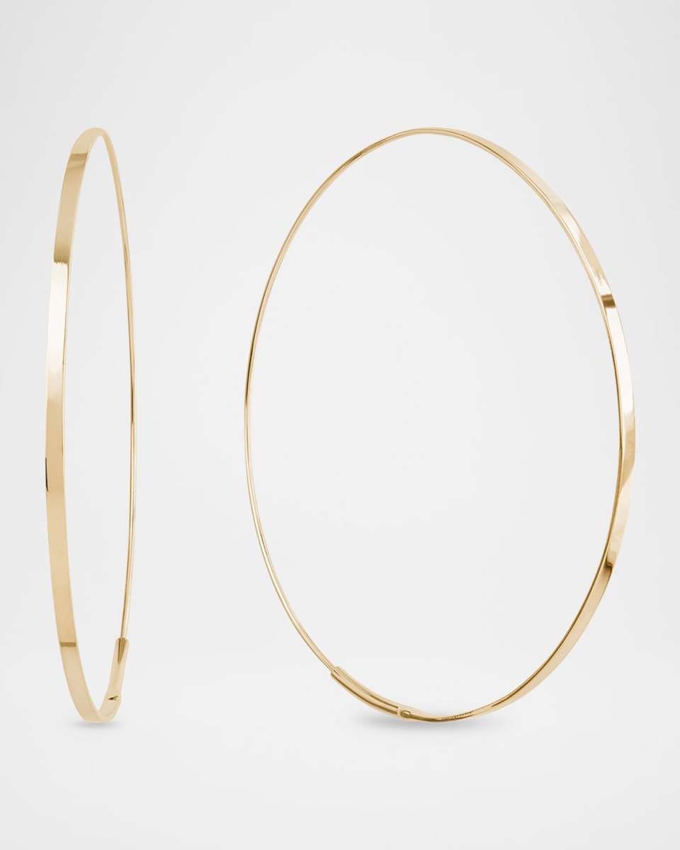 50mm Medium Flat Magic Hoop Earrings in 14K Yellow Gold